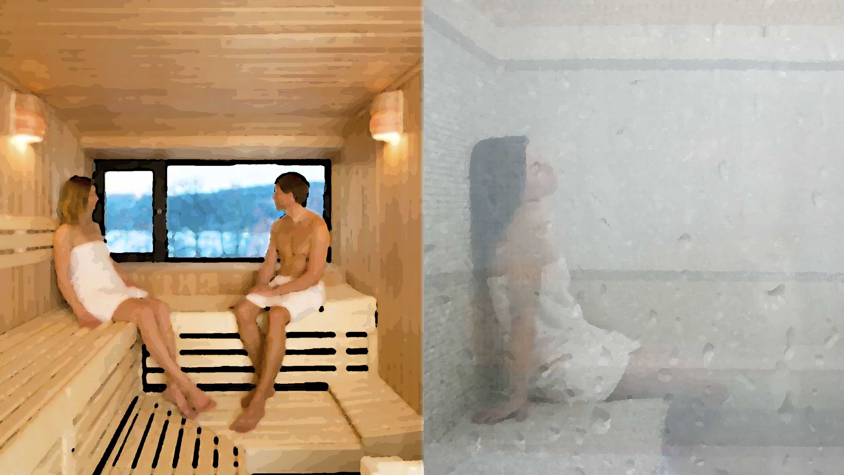 Steam room with sauna фото 13